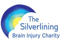 The Silverlining Brain Injury Charity Logo. A Blue rainbow that fades into a yellow sun and blue writing. 