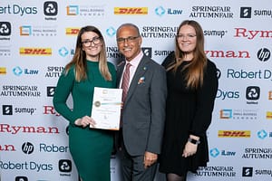 Fixation academy founders with Theo Paphitis winning the Small Business Sunday award 